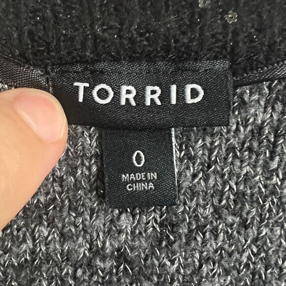 Torrid Women L Glam Party Holiday Sequin Striped Vegan Cashmere Cardigan Sweater - Picture 5 of 10